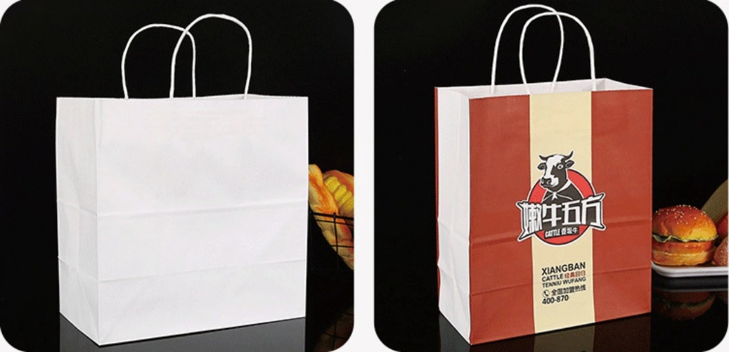Kraft Brown Paper Bags with Perforations Fast Food Paper Packaging Bags Greaseproof Shopping Kraft Bags for Fried Donuts Chickens Snacks