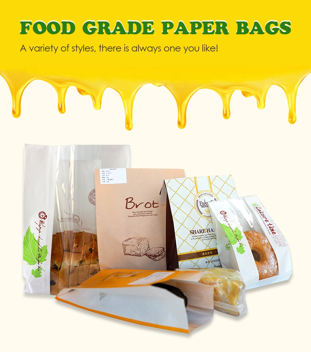 Recycled Custom Design Greaseproof Bread Paper Bags with Window