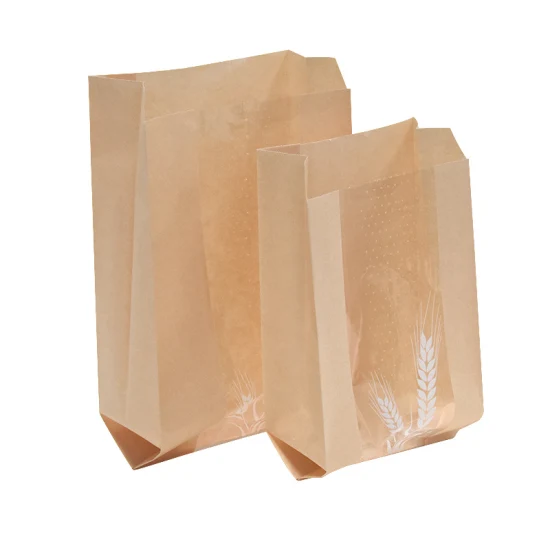 Borsa con fondo affilato in carta kraft bianca personalizzata per pane, imballaggio per alimenti, conservazione, pane tostato, carta oleata